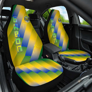 Gabon Flag Car Seat Cover - National Coat of Arms and Vertical Design