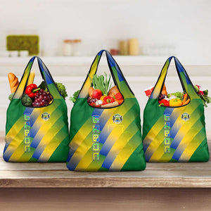 Gabon Flag Grocery Bag - National Coat of Arms and Vertical Design