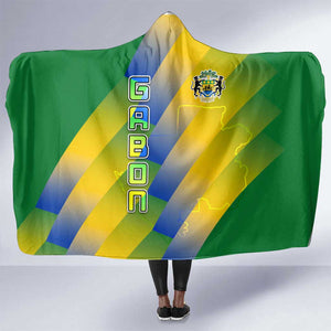 Gabon Flag Hooded Blanket - National Coat of Arms and Vertical Design
