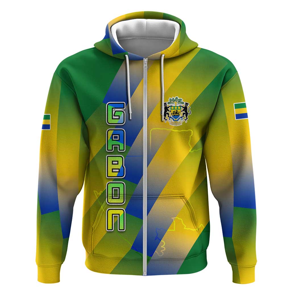Gabon Flag Hoodie - National Coat of Arms and Vertical Design