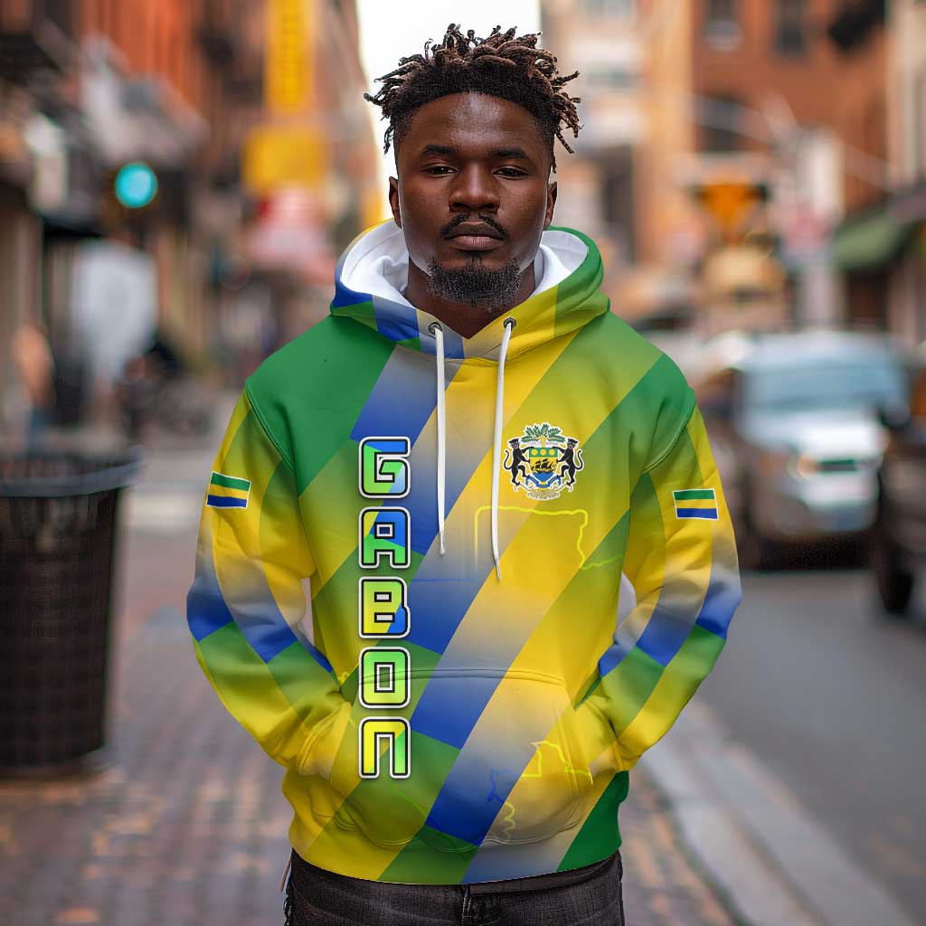 Gabon Flag Hoodie - National Coat of Arms and Vertical Design