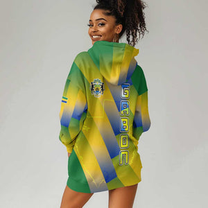 Gabon Flag Hoodie Dress - National Coat of Arms and Vertical Design