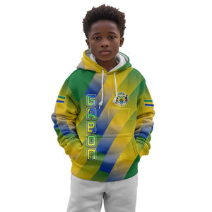 Gabon Flag Kid Hoodie - National Coat of Arms and Vertical Design