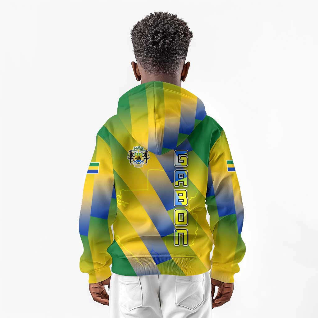 Gabon Flag Kid Hoodie - National Coat of Arms and Vertical Design