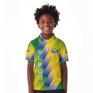 Gabon Flag Kid Polo Shirt - National Coat of Arms and Vertical Design