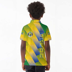 Gabon Flag Kid Polo Shirt - National Coat of Arms and Vertical Design