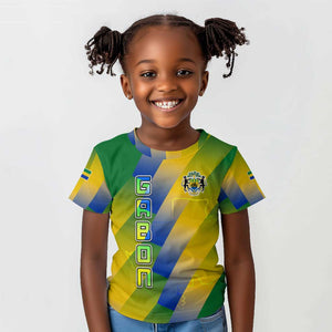 Gabon Flag Kid T shirt - National Coat of Arms and Vertical Design