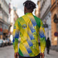 Gabon Flag Long Sleeve Button Shirt - National Coat of Arms and Vertical Design