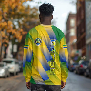Gabon Flag Long Sleeve Shirt - National Coat of Arms and Vertical Design