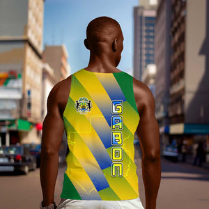 Gabon Flag Men Tank Top - National Coat of Arms and Vertical Design