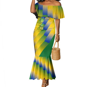Gabon Flag Mermaid Dress - National Coat of Arms and Vertical Design
