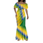 Gabon Flag Mermaid Dress - National Coat of Arms and Vertical Design