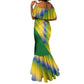Gabon Flag Mermaid Dress - National Coat of Arms and Vertical Design