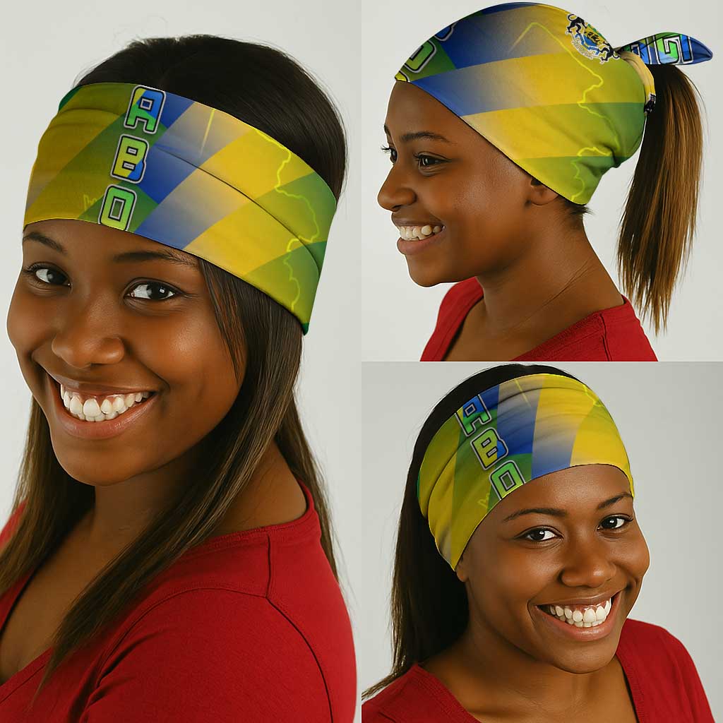 Gabon Flag Neck Gaiter - National Coat of Arms and Vertical Design TS04