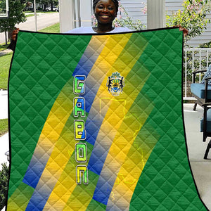 Gabon Flag Quilt - National Coat of Arms and Vertical Design