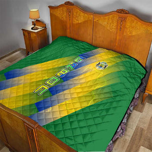 Gabon Flag Quilt - National Coat of Arms and Vertical Design