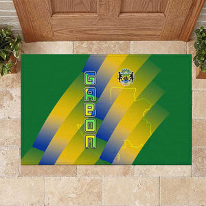 Gabon Flag Rubber Doormat - National Coat of Arms and Vertical Design
