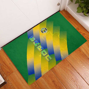 Gabon Flag Rubber Doormat - National Coat of Arms and Vertical Design