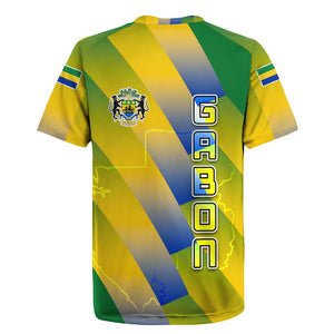 Gabon Flag Rugby Jersey - National Coat of Arms and Vertical Design