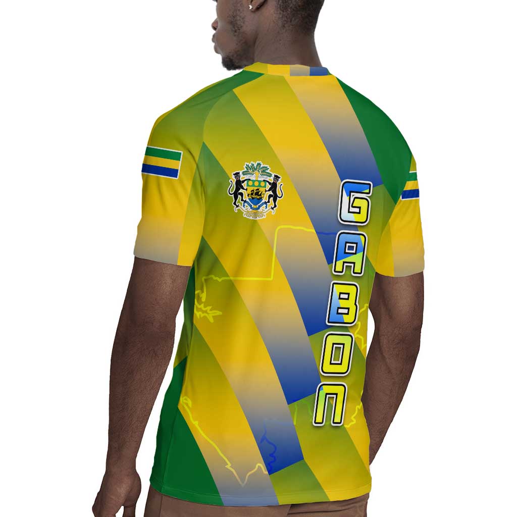 Gabon Flag Rugby Jersey - National Coat of Arms and Vertical Design