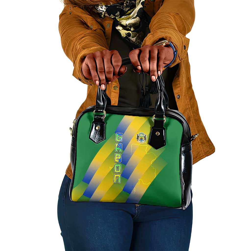 Gabon Flag Shoulder Handbag - National Coat of Arms and Vertical Design