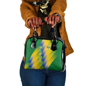 Gabon Flag Shoulder Handbag - National Coat of Arms and Vertical Design