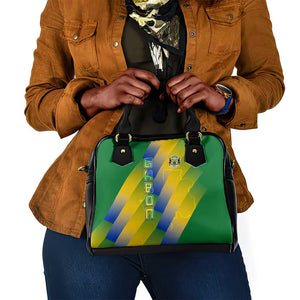 Gabon Flag Shoulder Handbag - National Coat of Arms and Vertical Design
