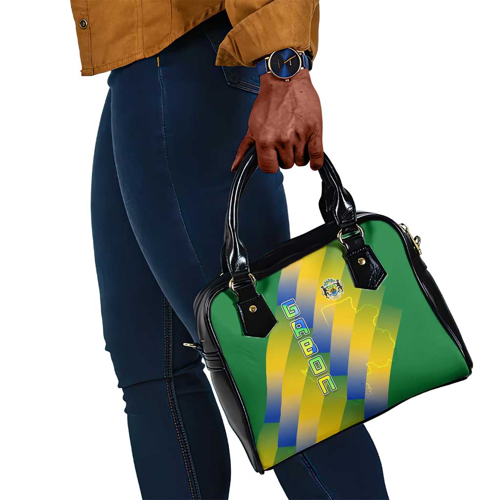 Gabon Flag Shoulder Handbag - National Coat of Arms and Vertical Design
