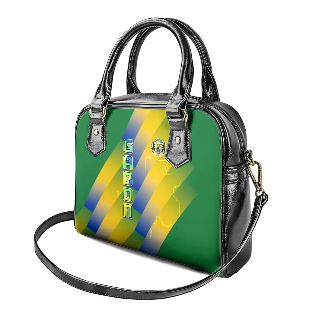Gabon Flag Shoulder Handbag - National Coat of Arms and Vertical Design