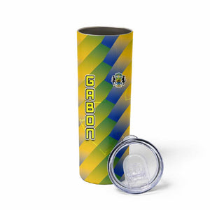 Gabon Flag Skinny Tumbler - National Coat of Arms and Vertical Design
