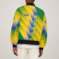Gabon Flag Sleeve Zip Bomber Jacket - National Coat of Arms and Vertical Design