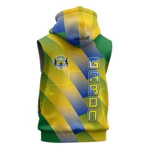 Gabon Flag Sleeveless Hoodie - National Coat of Arms and Vertical Design - African Pride