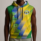 Gabon Flag Sleeveless Zip Hoodie - National Coat of Arms and Vertical Design - African Pride