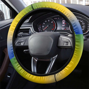 Gabon Flag Steering Wheel Cover - National Coat of Arms and Vertical Design