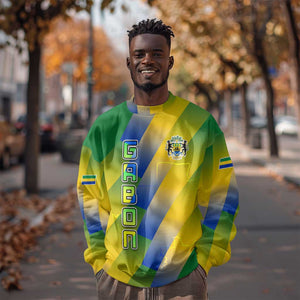 Gabon Flag Sweatshirt - National Coat of Arms and Vertical Design