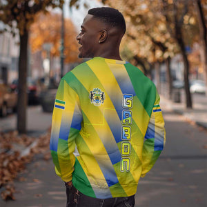 Gabon Flag Sweatshirt - National Coat of Arms and Vertical Design