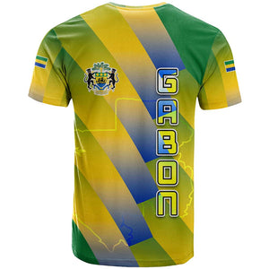 Gabon Flag T shirt - National Coat of Arms and Vertical Design