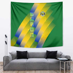 Gabon Flag Tapestry - National Coat of Arms and Vertical Design