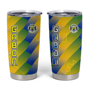 Gabon Flag Tumbler Cup - National Coat of Arms and Vertical Design