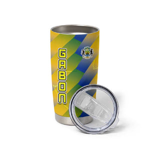 Gabon Flag Tumbler Cup - National Coat of Arms and Vertical Design