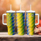 Gabon Flag Tumbler With Handle - National Coat of Arms and Vertical Design