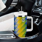 Gabon Flag Tumbler With Handle - National Coat of Arms and Vertical Design