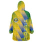 Gabon Flag Wearable Blanket Hoodie - National Coat of Arms and Vertical Design