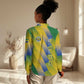Gabon Flag Women Casual Shirt - National Coat of Arms and Vertical Design