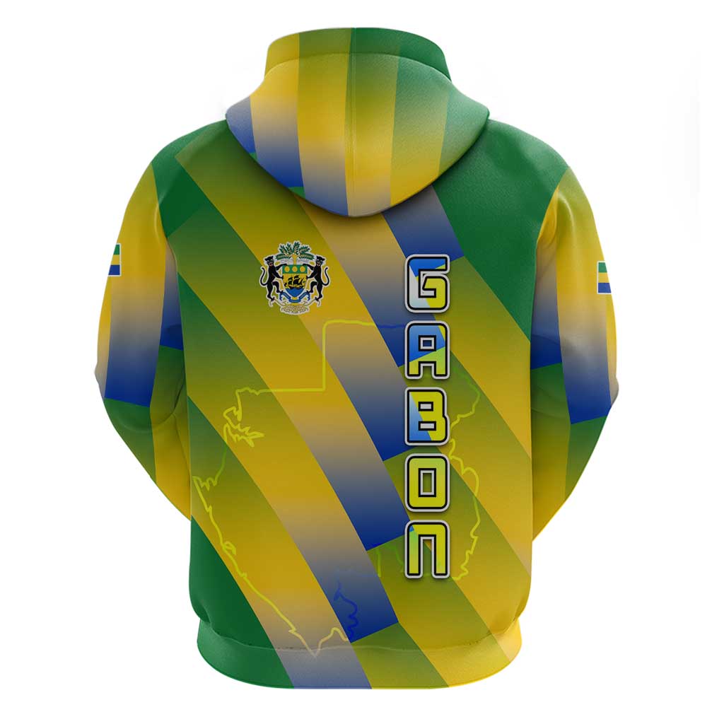 Gabon Flag Zip Hoodie - National Coat of Arms and Vertical Design