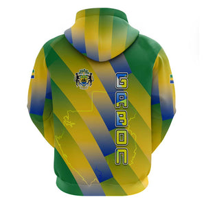 Gabon Flag Zip Hoodie - National Coat of Arms and Vertical Design