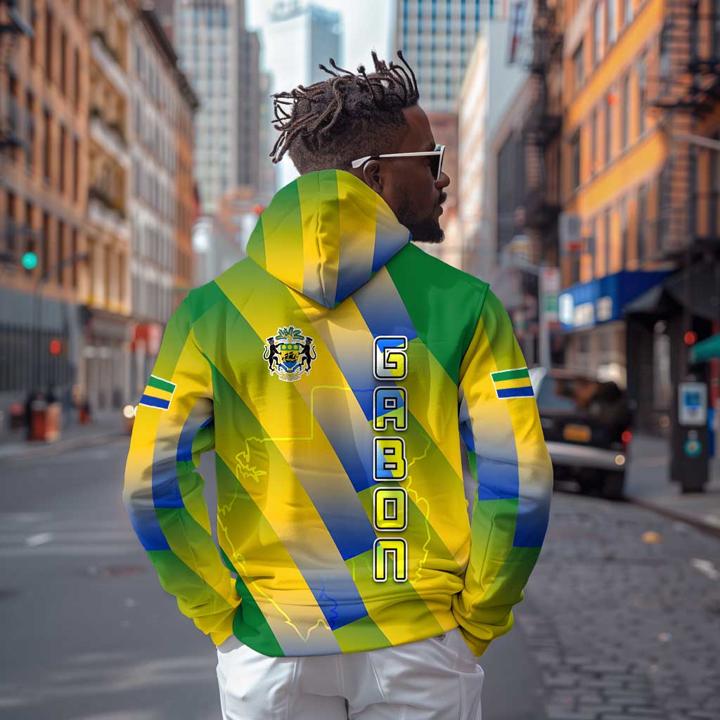 Gabon Flag Zip Hoodie - National Coat of Arms and Vertical Design