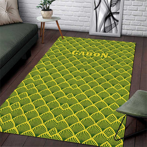 Gabon Tribal Pattern Area Rug - National Flag Colors and Bold Text Design