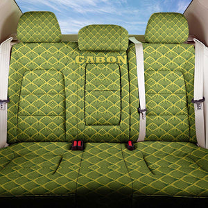 Gabon Tribal Pattern Back Car Seat Cover - National Flag Colors and Bold Text Design