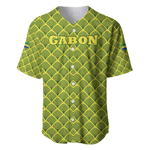 Gabon Tribal Pattern Baseball Jersey - National Flag Colors and Bold Text Design